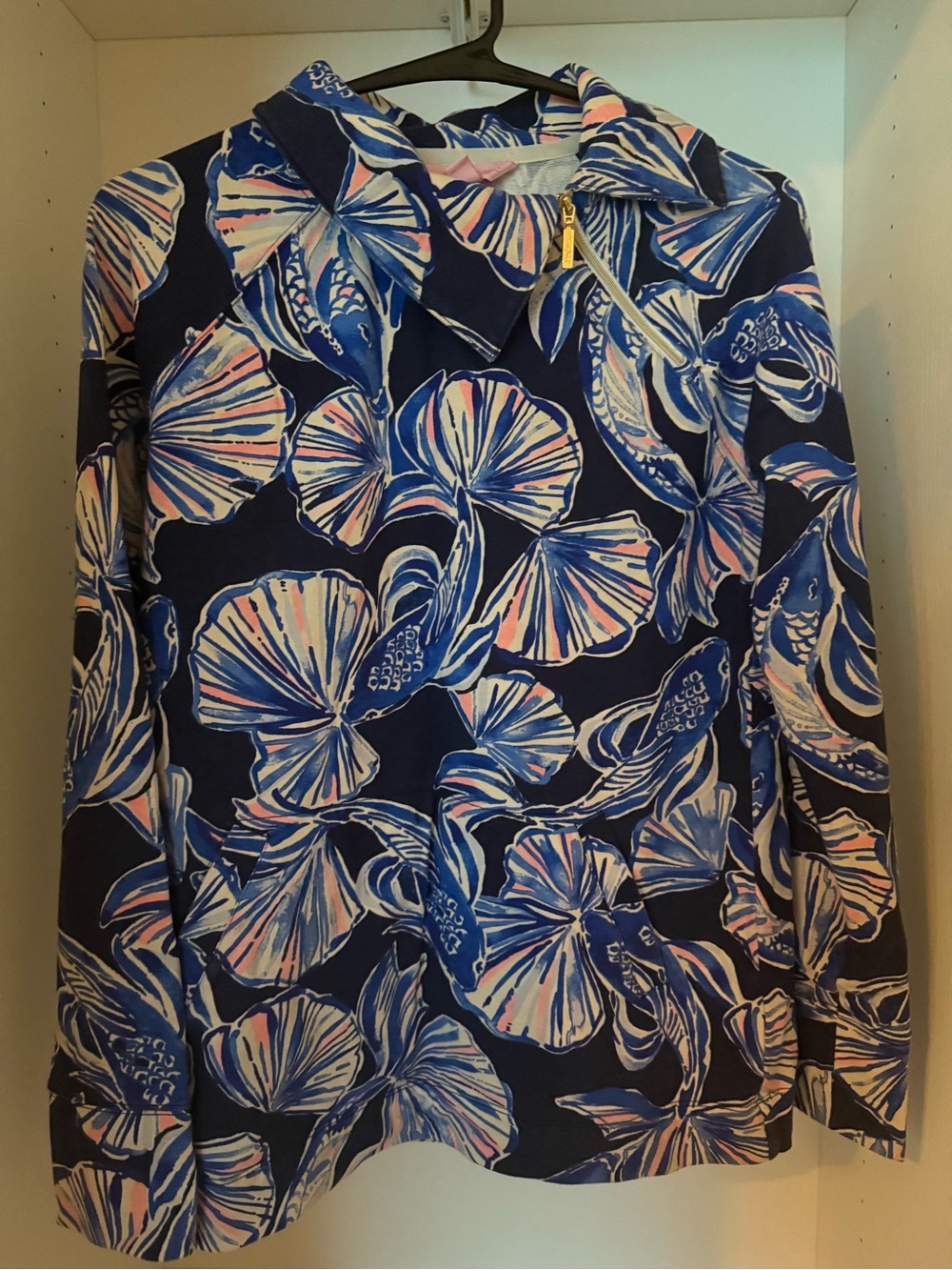 Lilly Pulitzer Navy Bomber Jacket with Blue & Pink Floral Print